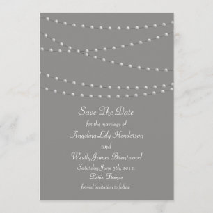 Elegant Pearls on Grey Save the Date