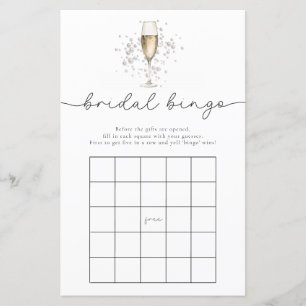 Elegant Pearls & Prosecco Bridal Bingo Game Card