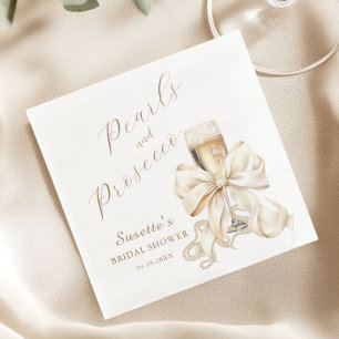 Elegant Pearls & Prosecco Bridal Shower  Napkin