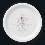 Elegant Pearls & Prosecco Bridal Shower Paper Plate<br><div class="desc">Elegant Pearls & Prosecco Bridal Shower Plates</div>