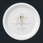 Elegant Pearls & Prosecco Bridal Shower Paper Plate<br><div class="desc">Elegant Pearls & Prosecco Bridal Shower Plates</div>
