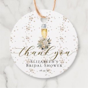 Elegant Pearls & Prosecco Bridal Shower Thank You Favour Tags