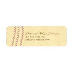 Elegant Pearls Return Address Labels, Champagne