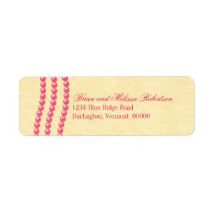 Elegant Pearls Return Address Labels, Dark Pink