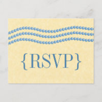 Elegant Pearls Wedding RSVP Postcard, Light Blue