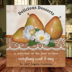 Elegant Pears Sweet Dessert Recipe Binder