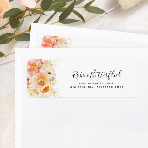 Elegant Pêche, Blush, Ivory Floral Adresse de reto