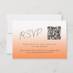 Elégant Pêche Orange Fuzz QR Code Mariage RSVP