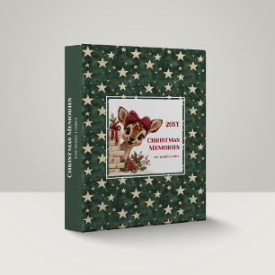 Elegant Peeking Reindeer Funny Cartoon Memory Binder