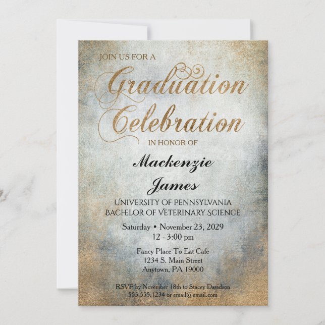 Élégant Peint Copper Graduation Party Invitation (Devant)
