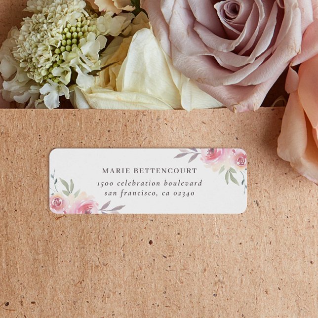 Élégant Peint Floral Nom personnalisé Adresse de r (Return Address Label Mock-up)