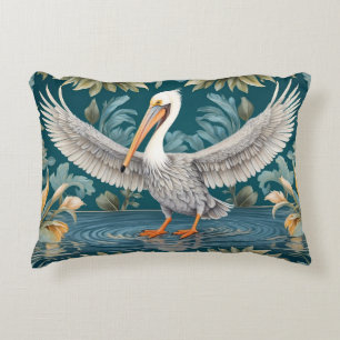 Elegant Pelican Bird Tropical Paradise Accent Pillow