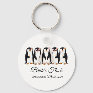 Elegant Penguin Bride's Flock Bachelorette Keychain