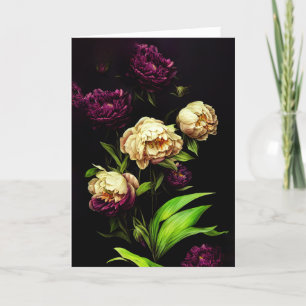 Elegant Peonies & Roses Folded Greeting Card