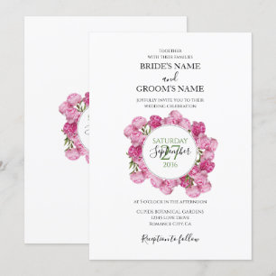 Elégant Peonies roses Invitations de mariage