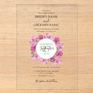 Elégant Peonies roses Invitations de mariage