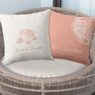 Elegant Peonies Wedding Decor Throw Pillow