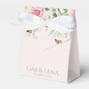 Elegant Peony Blush Floral Wedding Favour Gift Bag Favor Box