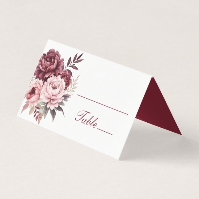 Elégant Peony Bourgogne Aquarelle Floral Mariage (Front)