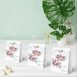 Elegant Peony Floral Arrangement Wedding Favor Box