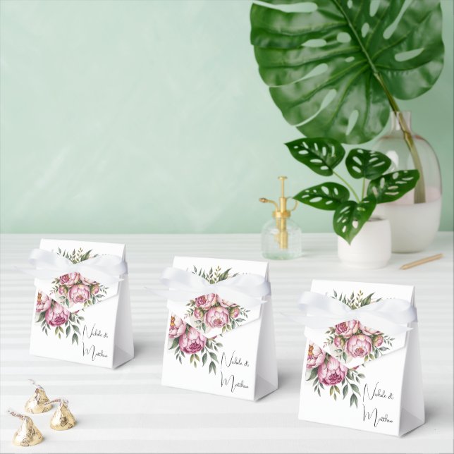 Elegant Peony Floral Arrangement Wedding Favor Box (Multiple)