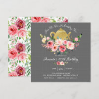 Elegant Peony Floral Birthday Tea Invitation