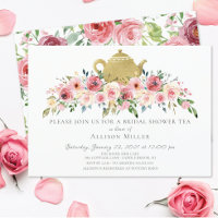 Elegant Peony Floral Bridal Shower Tea Invitation