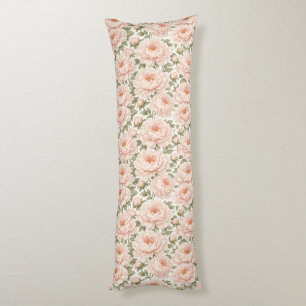 Elegant Peony Floral Pattern Body Pillow