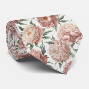 Elegant Peony Floral Pattern Tie