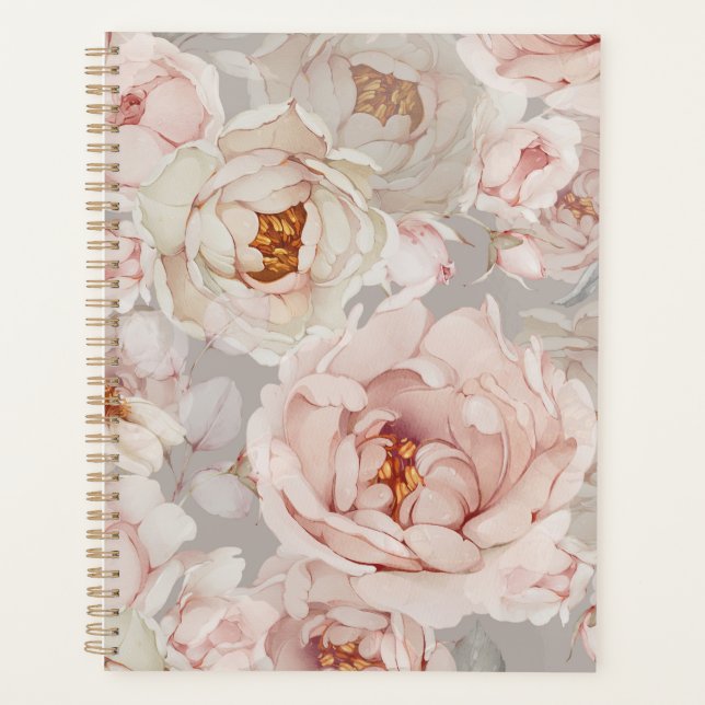 Elegant Peony Floral Planner (Front)
