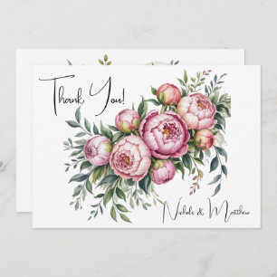 Elegant Peony Floral Wedding Thank You Cards