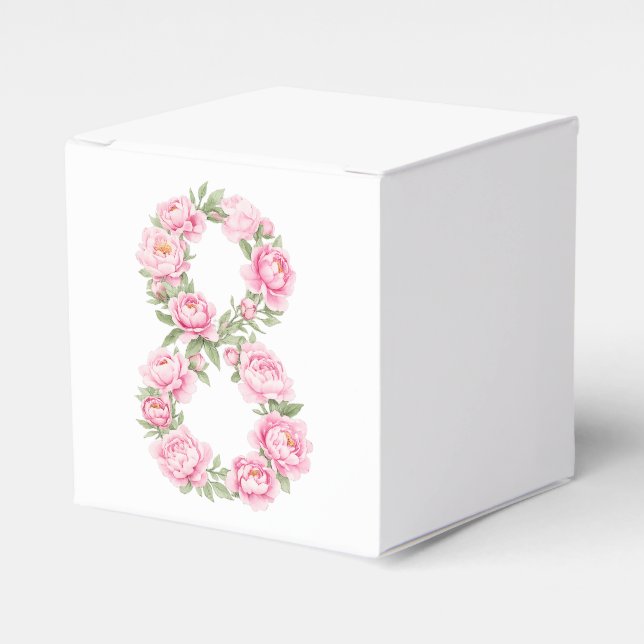 Elegant Peony Flower Illustration for March 8 Favor Box (Front Side)
