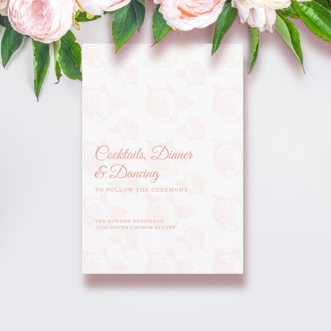 Elegant Peony Flower Pattern Wedding Reception Enclosure Card (Creator Uploaded)