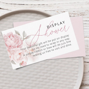Elegant Peony Flower Script Display Shower Enclosure Card