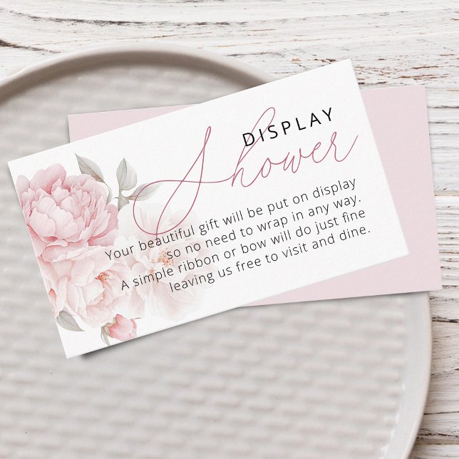 Elegant Peony Flower Script Display Shower Enclosure Card (Elegant Peony Flower Script Display Shower Enclosure Card)