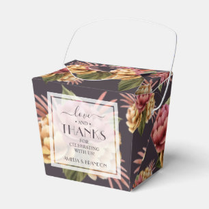 Elegant Peony Flowers on Purple Brown Favor Box