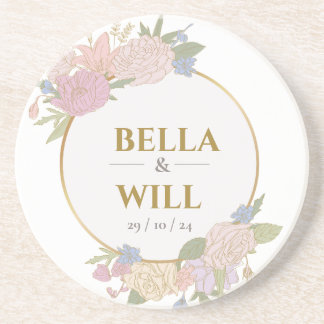 Elegant Peony Lily Rose Wedding     Coaster