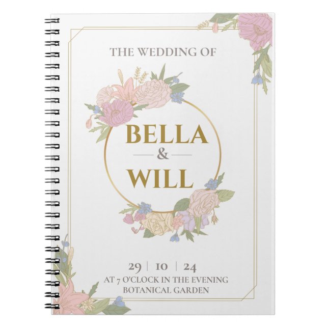 Elegant Peony Lily Rose Wedding   Notebook (Front)