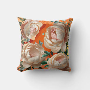 Elegant Peony Throw Pillow Floral Home Décor 