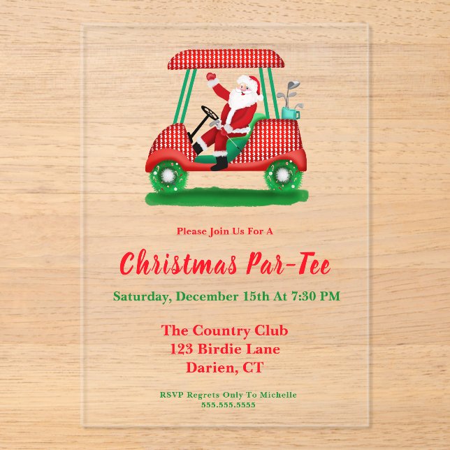 Elegant Père Noël Golf Christmas Party Invitation (Recto)