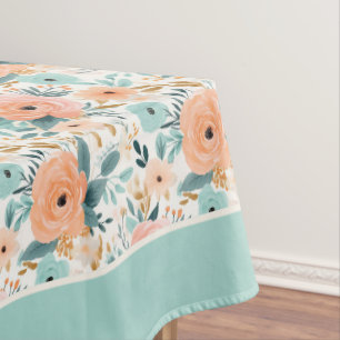 Elegant Perennial Love Floral Pattern Personalized Tablecloth