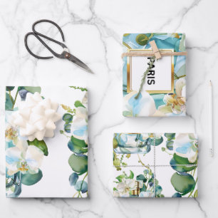 Elegant Perfume Bottle with White Orchid Wrapping Paper Sheet