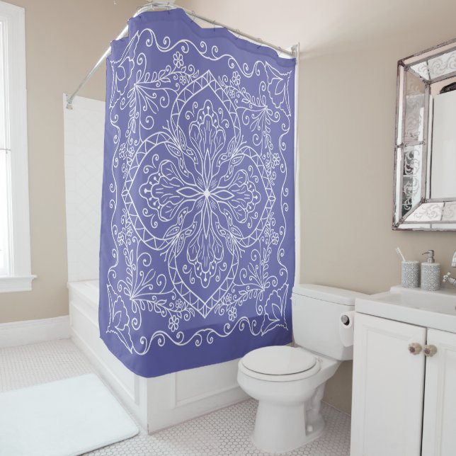 Elegant Periwinkle Blue Flourish Pattern Purple (In Situ)