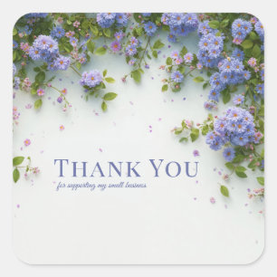 Elegant Periwinkle Blue Pink Aster Floral Arch Square Sticker