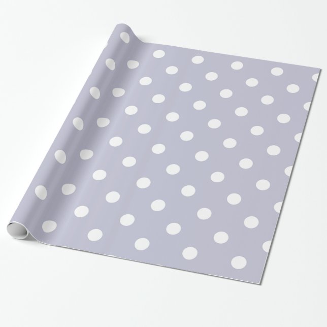 Elegant Periwinkle Blue Polka Dots Wrapping Paper (Unrolled)