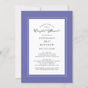 Elegant Periwinkle Blue Wedding Couples Shower Invitation
