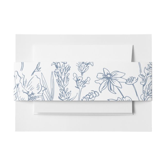 Elegant Periwinkle Blue Wildflower Wedding Invitation Belly Band (Front Example)