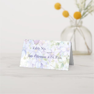Elegant Periwinkle Clematis Wedding Place Card
