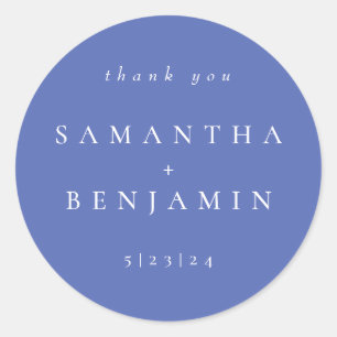 Elegant Periwinkle Coordinate Wedding Classic Round Sticker