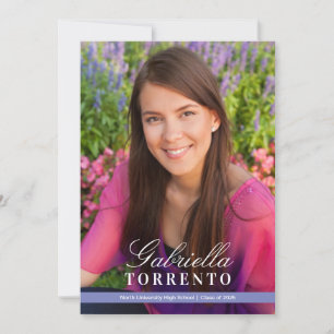 Elegant Periwinkle Custom Photo Graduation Party Invitation
